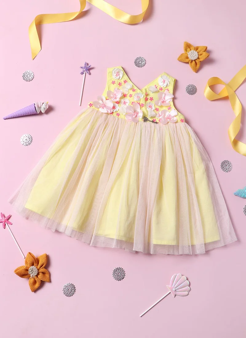 Nautinati Nautinati Girls’ Floral Embellishment Fit & Flare Net Dress